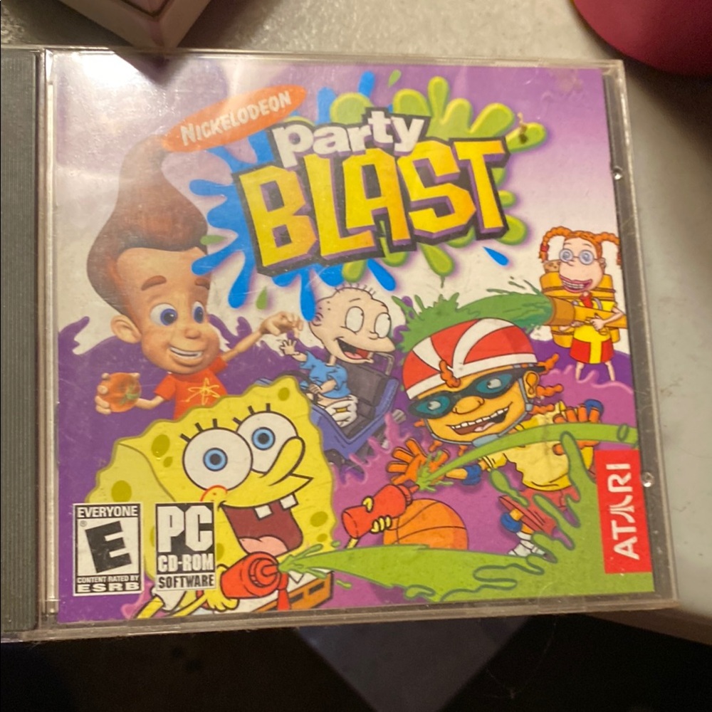Nickelodeon Party Blast CD ROM PC Sponge Bob Rugrats Atari Vintage Computer Game